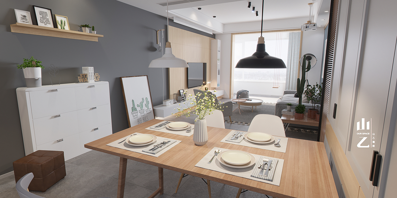 清凉一夏，小北欧平层（图ZMTE0Nzk2MDc2） - 家装设计 - 站酷设计师山乙建設Zzx原创素材 - 站酷ZCOOL