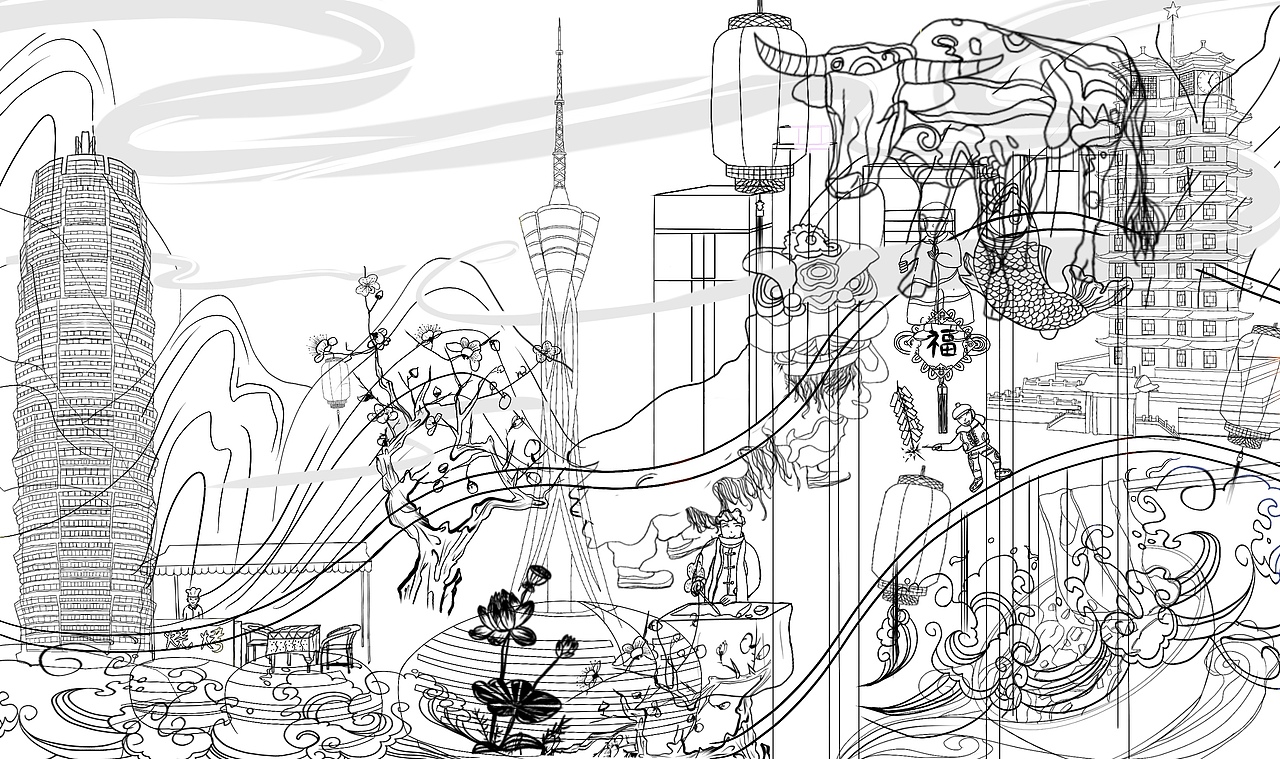 郑州的一些标志性建筑物—"玉米楼","中原福塔","二七塔",使画面更有