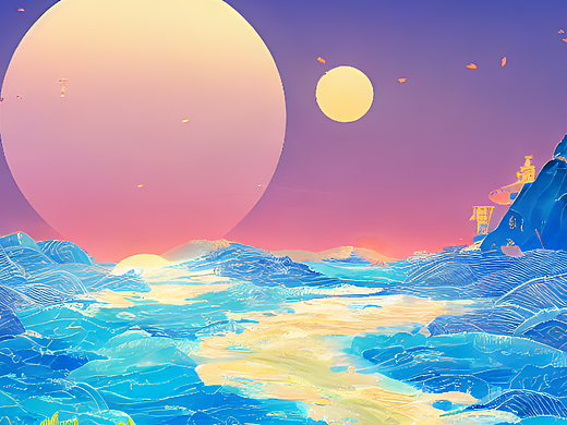 #站酷梦笔#明月高照,江海连天