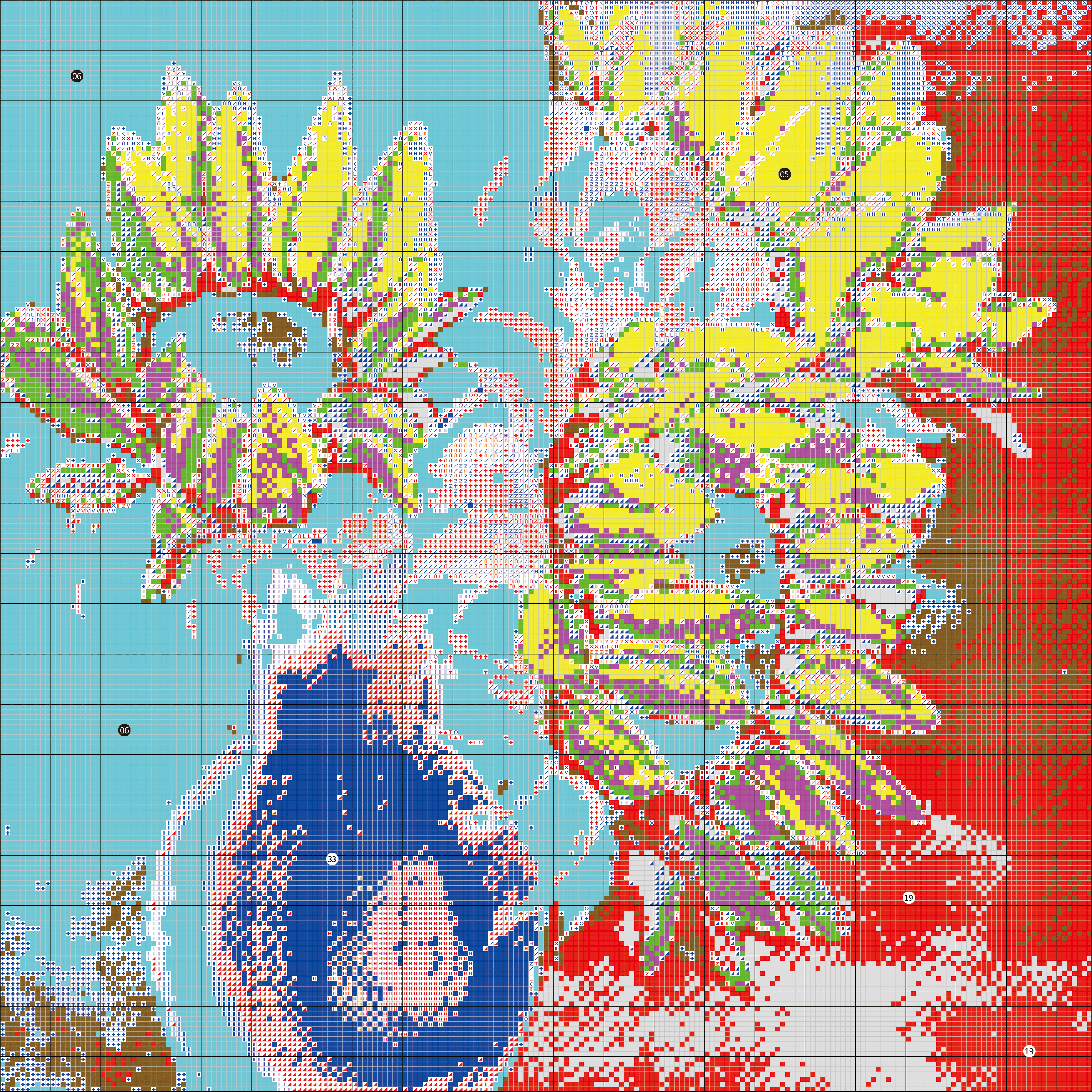 11CT-NCKF050B-3-油画花B款-58x58cm-十字绣设计图纸