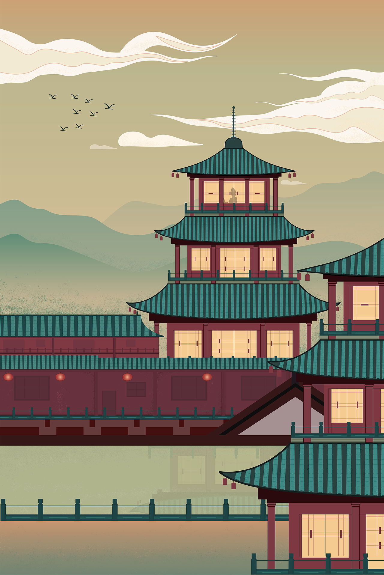 矢量插画练习-建筑（图ZMjYwMDA0OTA4） - 闪屏/壁纸 - 站酷设计师Muen_Wu原创素材 - 站酷ZCOOL