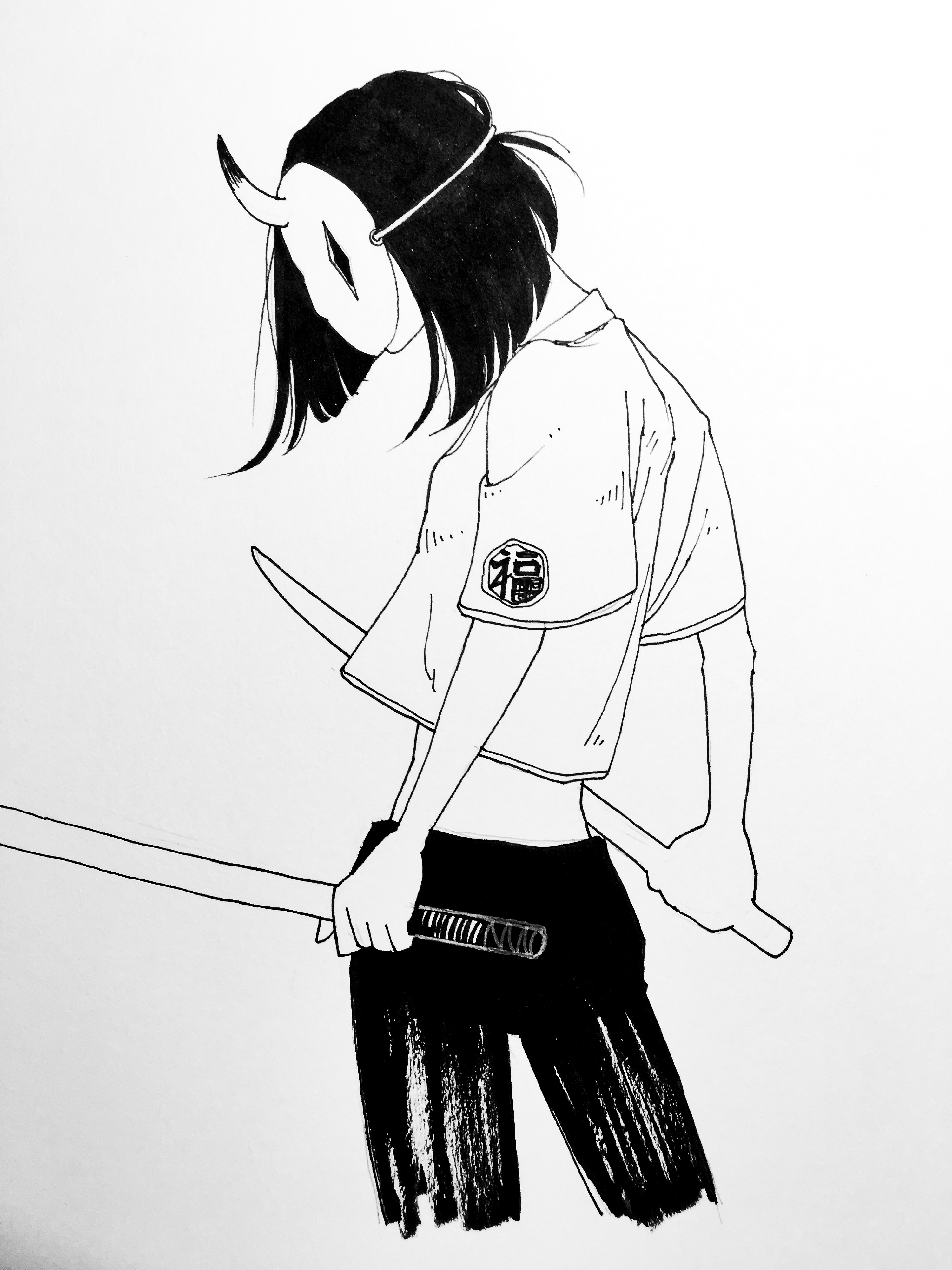 画一组戴面具的人