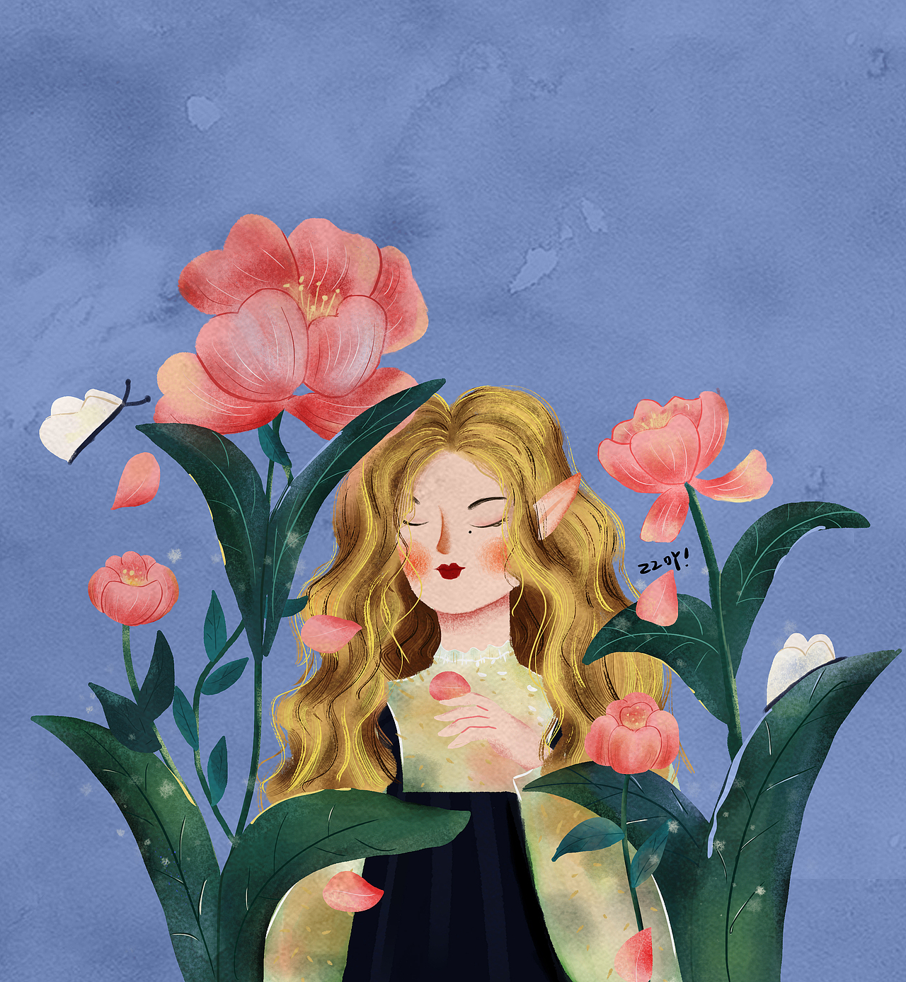 花 女孩（图ZMjM1NTAzNTU2） - 商业插画 - 站酷设计师张张吖ya原创素材 - 站酷ZCOOL
