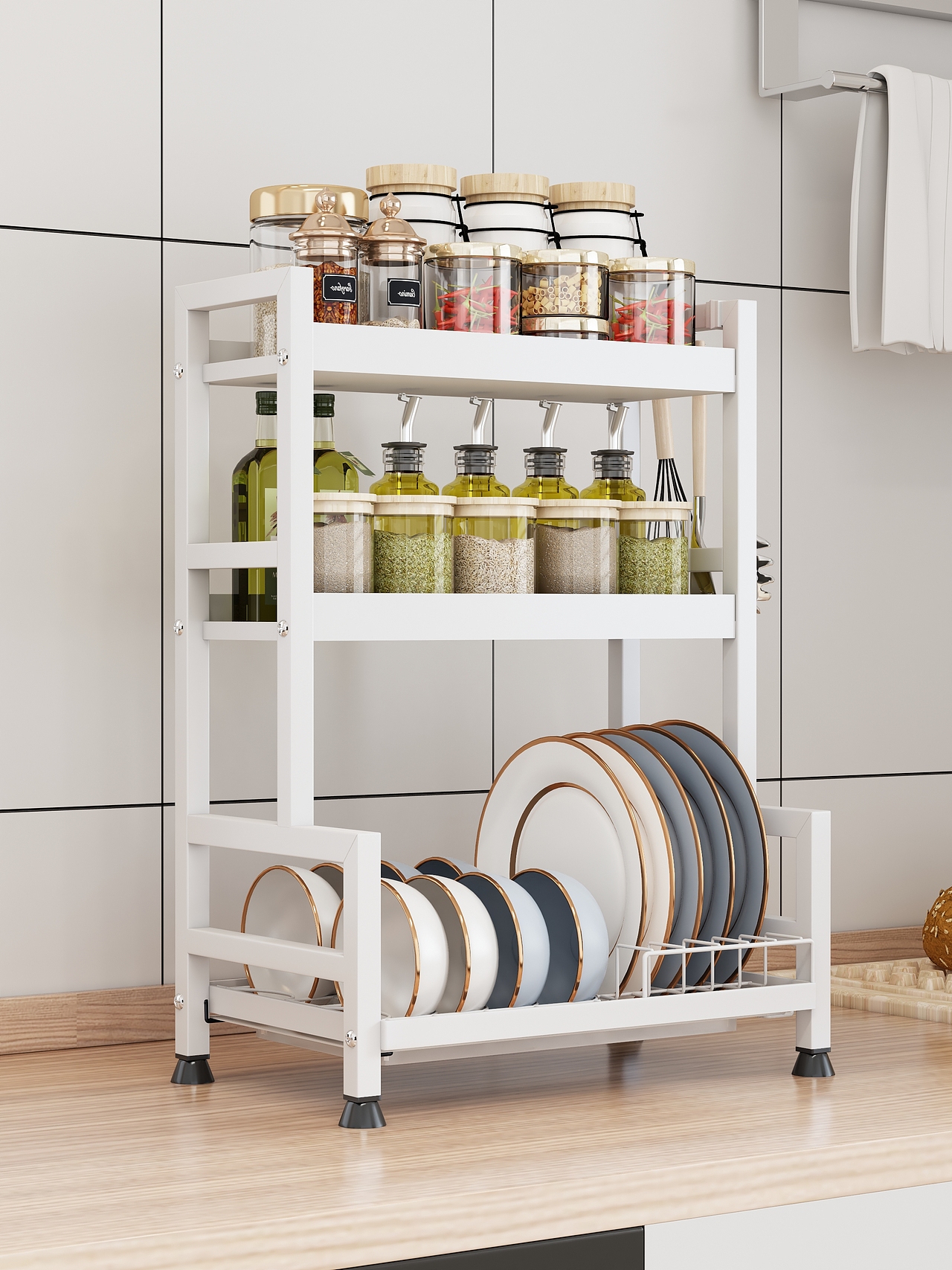 亚马逊厨房置物架建模渲染A+