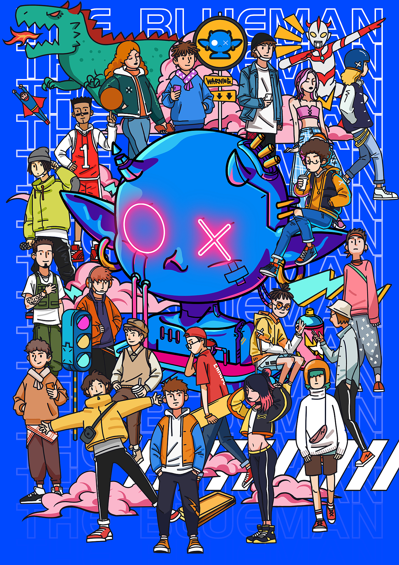 BLUEMAN——EP01蓝人出世、EP02圣诞礼（图ZMjM4NDczNDcy） - 新锐潮流插画 - 站酷设计师钟艾的田乔森原创素材 - 站酷ZCOOL