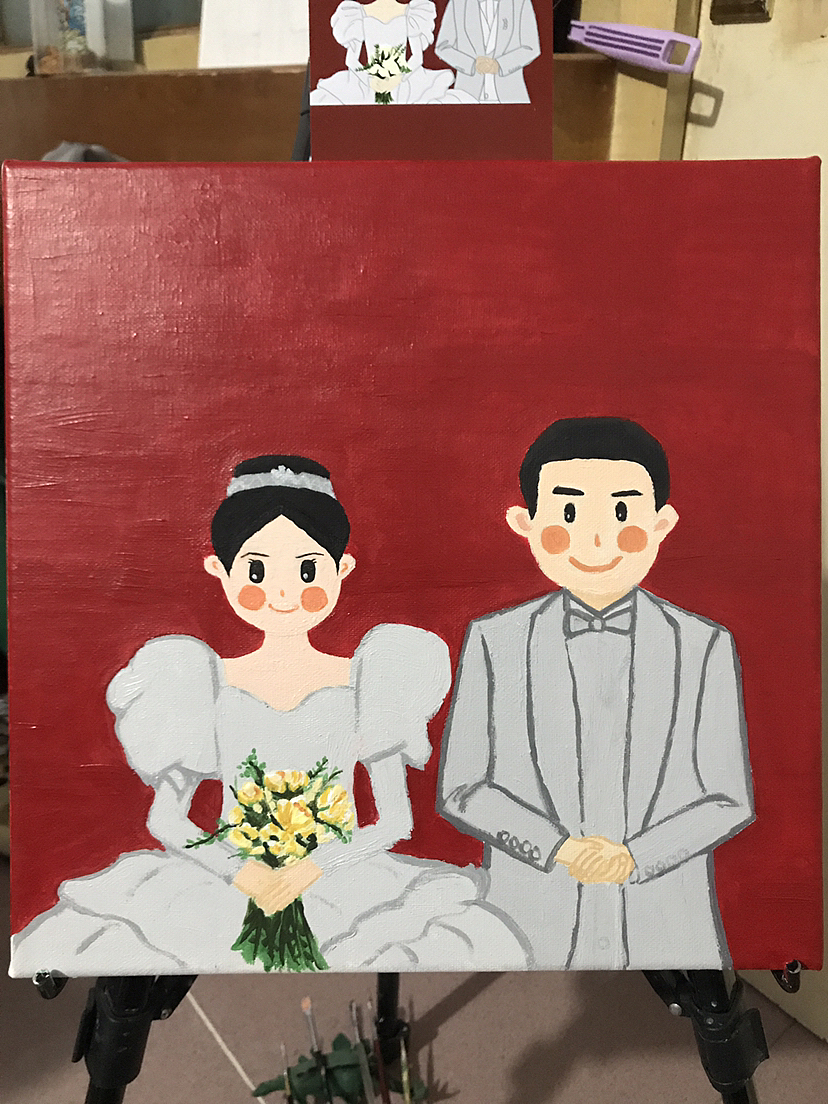 丙烯画婚纱照（图ZMzI3NzE5NzAw） - 绘画 - 站酷设计师咩蛙原创素材 - 站酷ZCOOL