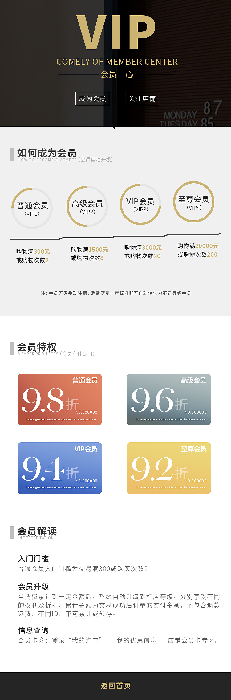 网页排版设计vip会员中心页面文字排版