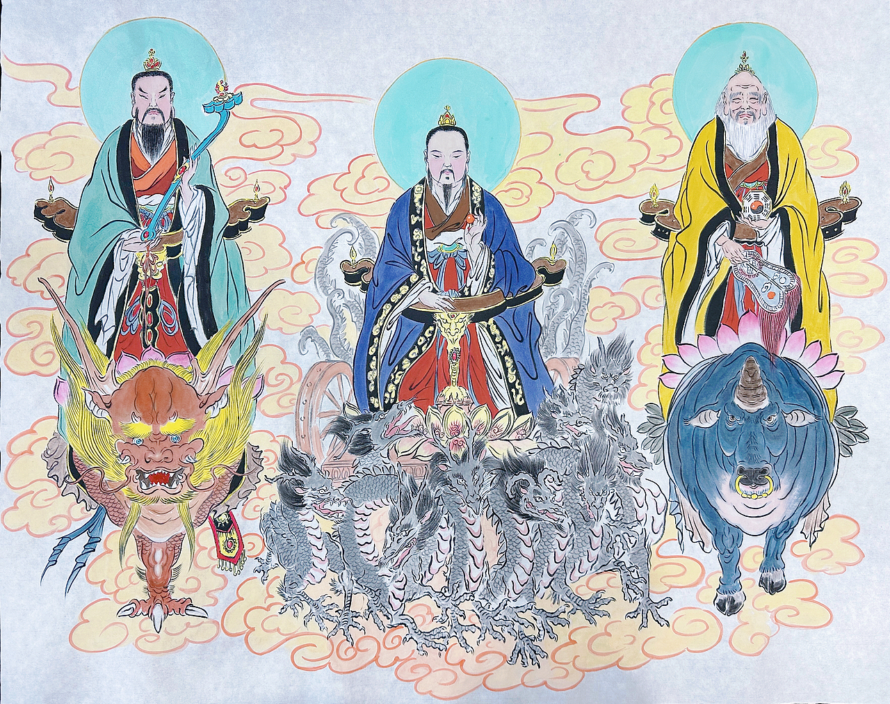 三清祖师（图ZMzkyNDE1MTUy） - 绘画 - 站酷设计师长风国画原创素材 - 站酷ZCOOL