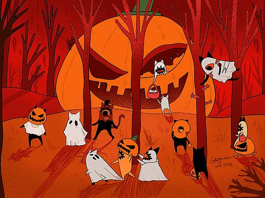 Trick or Treat！（个人主页-ZNTYyMDE4MDA=） - 艺术插画 - 站酷设计师梦笛笛原创素材 - 站酷ZCOOL