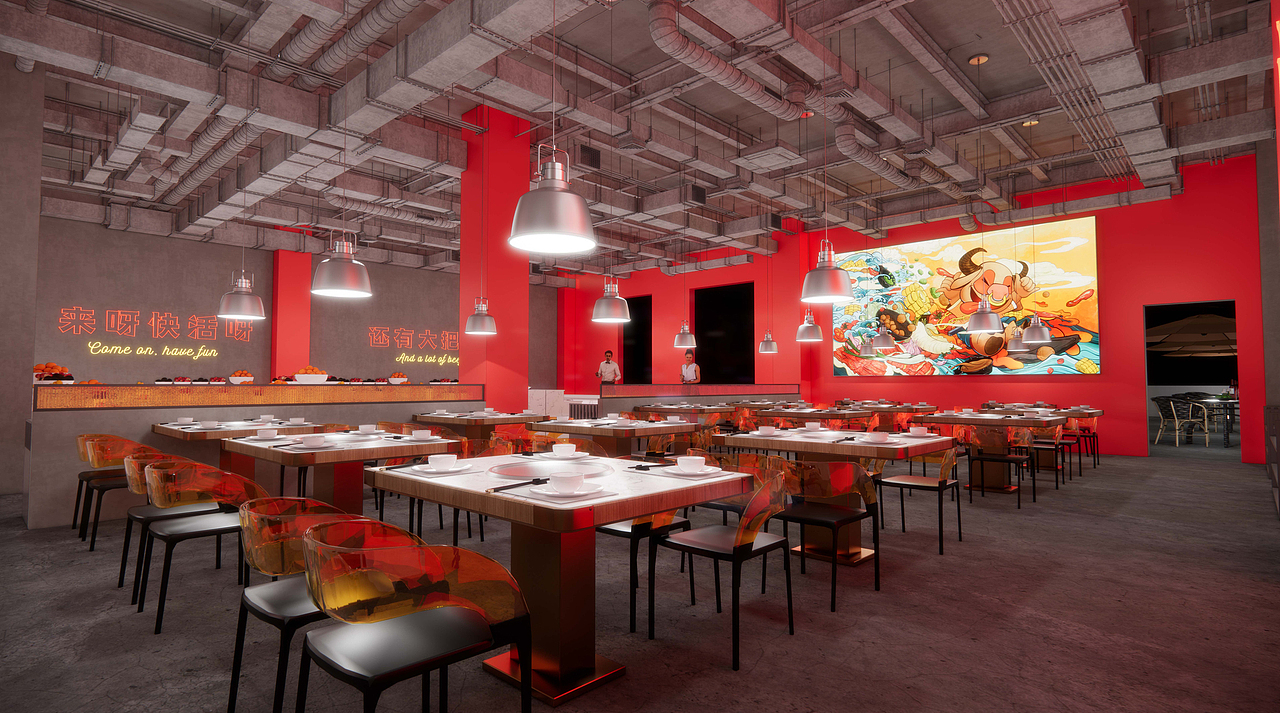 北京 快活牛 潮汕牛肉火锅（国潮风）（图ZMjcwNjk4MzA4） - 酒店餐饮设计 - 站酷设计师腔调原创素材 - 站酷ZCOOL