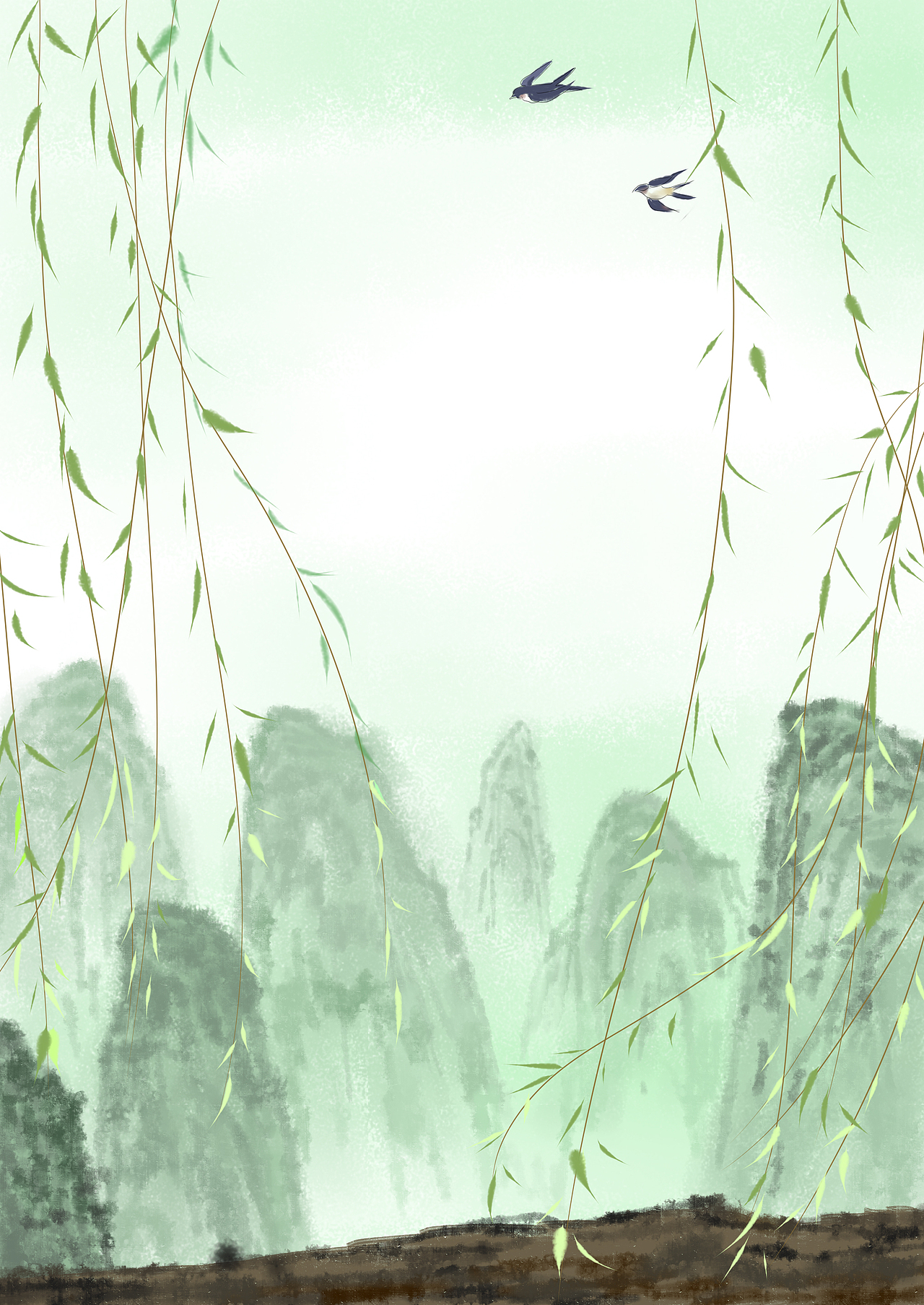 版绘水墨风古诗配图