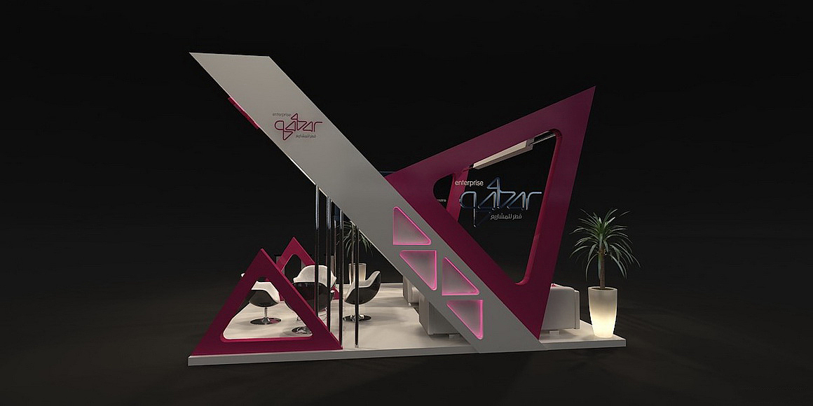 独特几何造型展位设计 3D效果图制作