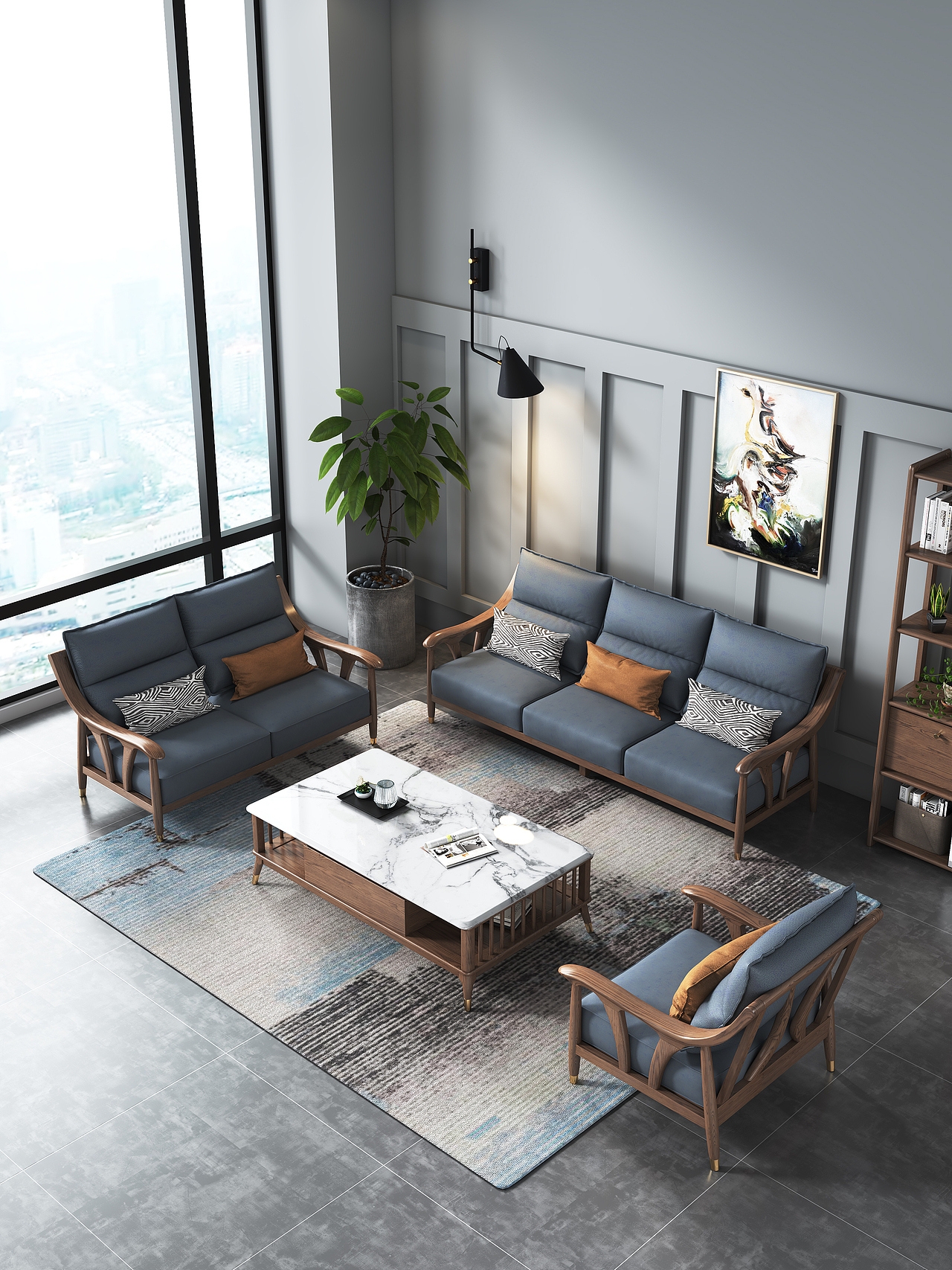 某电商家具产品渲染 - 实木沙发款（原木+梨花木）（图ZMjczNjMzMTQ0） - 场景 - 站酷设计师氷奈冰丶瞬原创素材 - 站酷ZCOOL