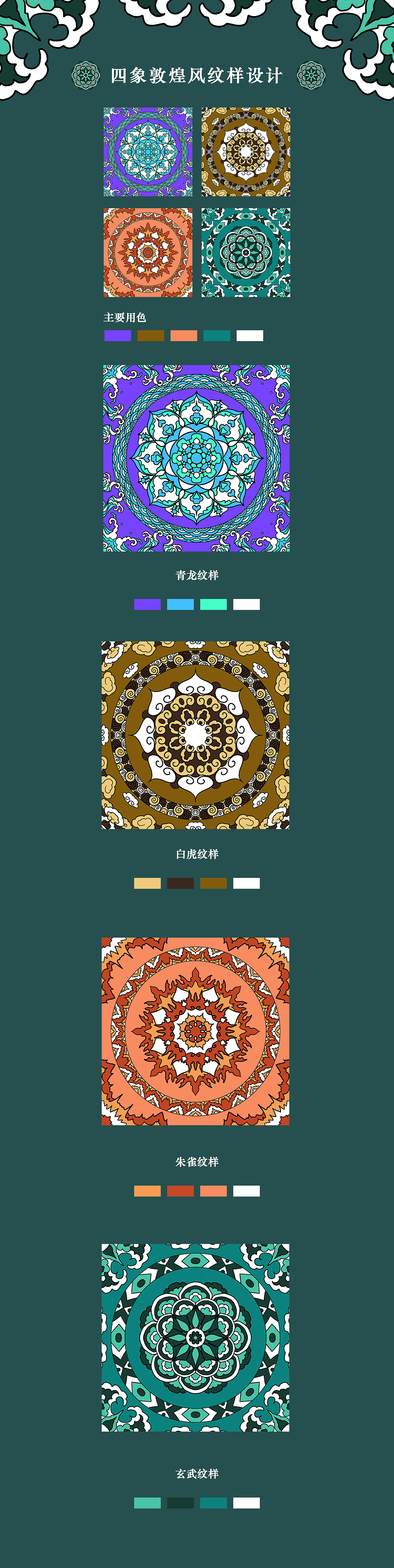 圖案設(shè)計(jì)｜四象敦煌風(fēng)紋樣設(shè)計(jì)-敦煌設(shè)計(jì)大賽作品（圖ZMjgyMDI5OTQ0） - 圖案 - 站酷設(shè)計(jì)師卷毛的卷仔原創(chuàng)素材 - 站酷ZCOOL