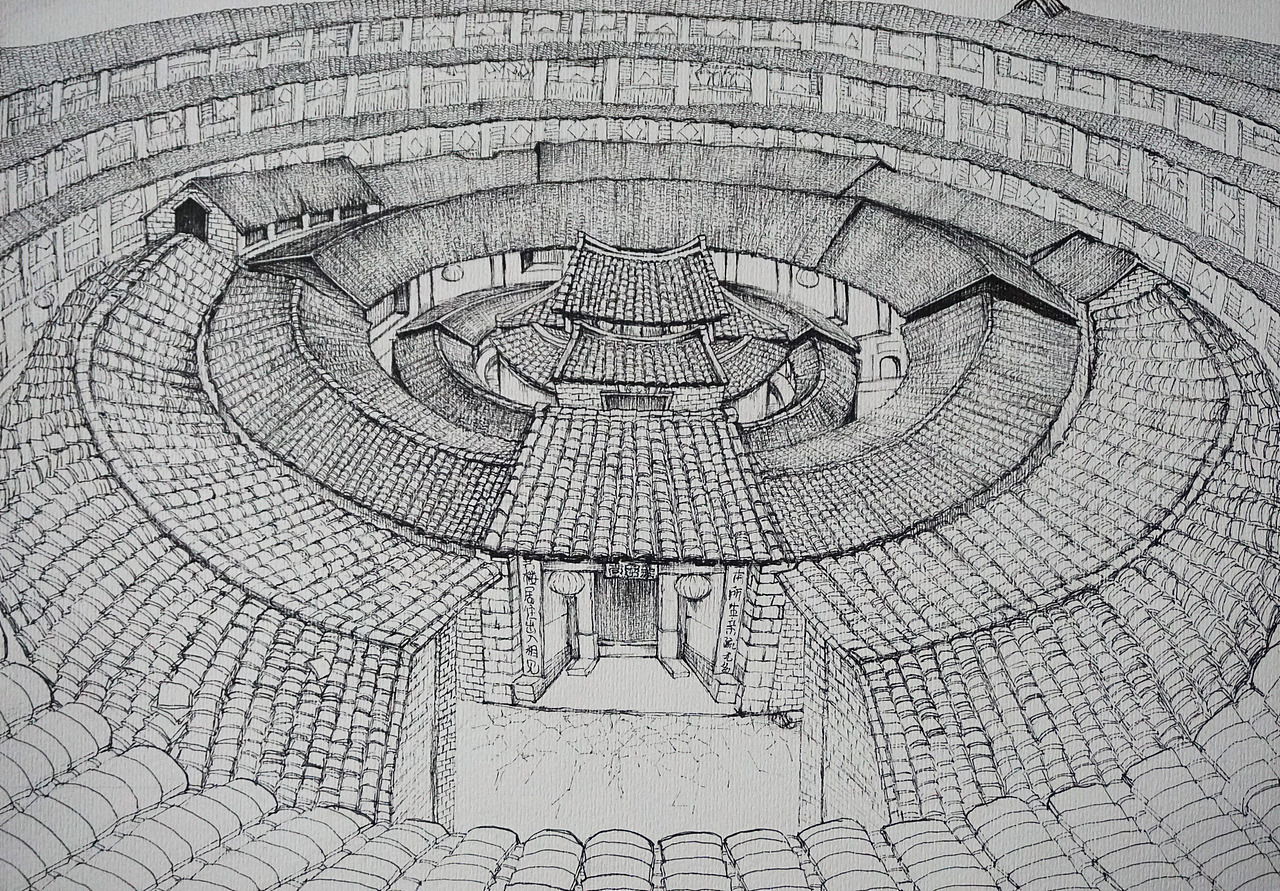 福建土楼【手绘过程教学图】