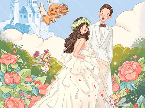 婚礼 婚纱系列插画