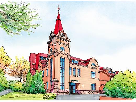 山东建筑大学马克笔手绘