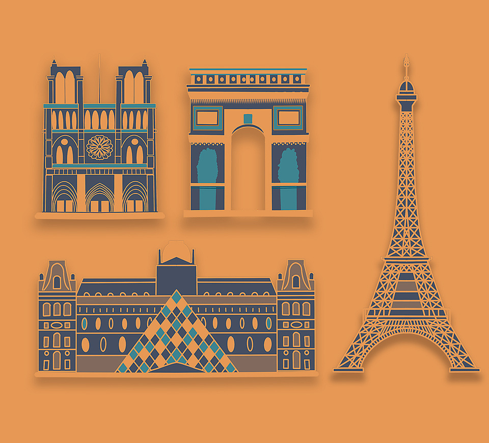 法国巴黎旅游景点地标建筑|插画|商业插画|油奈夹子 - 原创作品