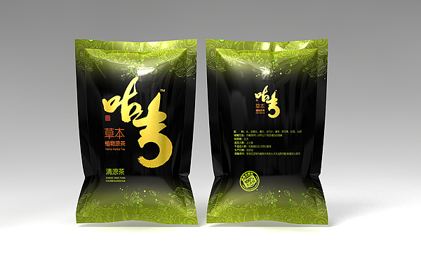 咕吉植物凉茶包装设+配套终端展台设计