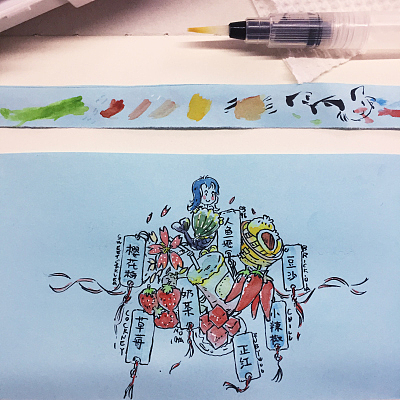 上学时候水彩一直被老师批的很厉害,沾水的永远控制不好,好久没碰当玩了