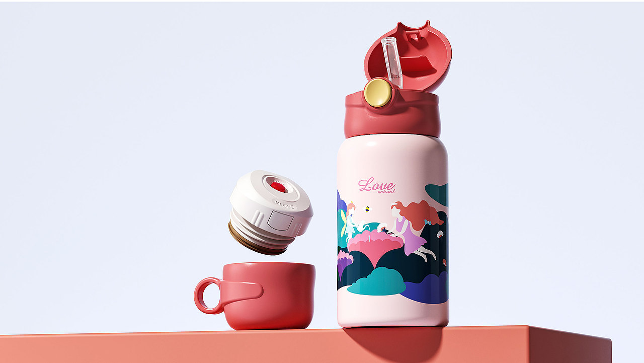 一部分保温杯插画图案以及配色方案