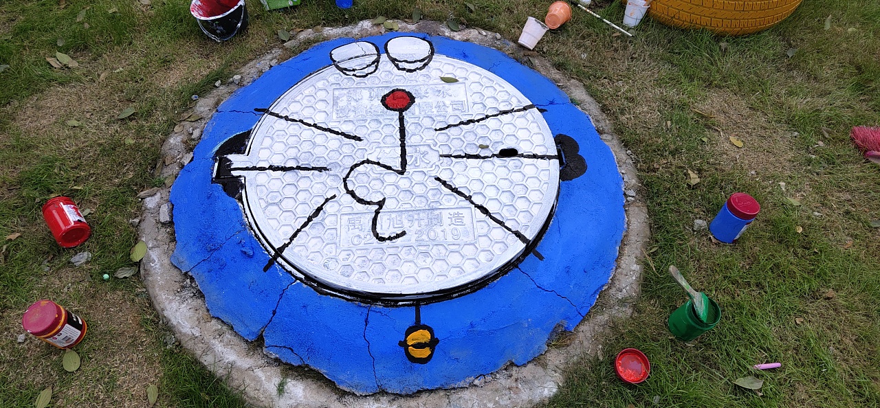 郑州墙绘装饰城市风景之-郑州云尚城小区井盖彩绘