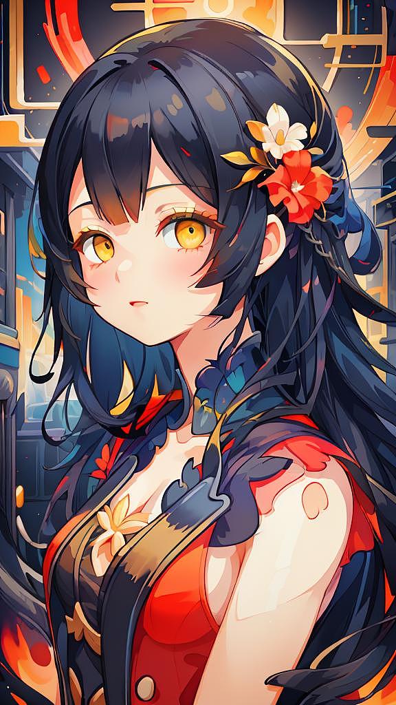 背景都市夜景,黑发