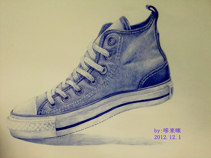 圆珠笔手绘《鞋》