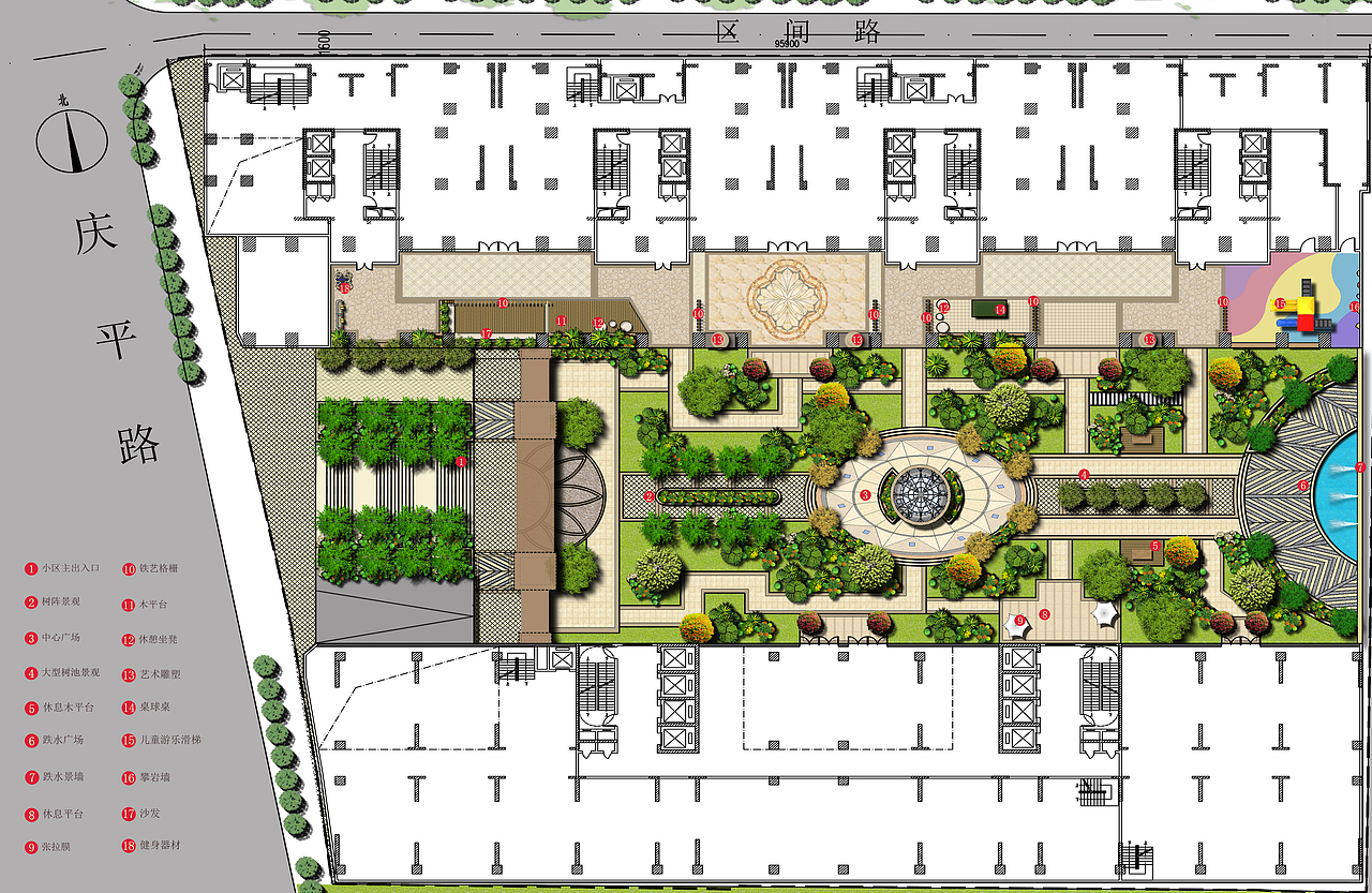 欧式小区景观设计平面彩图