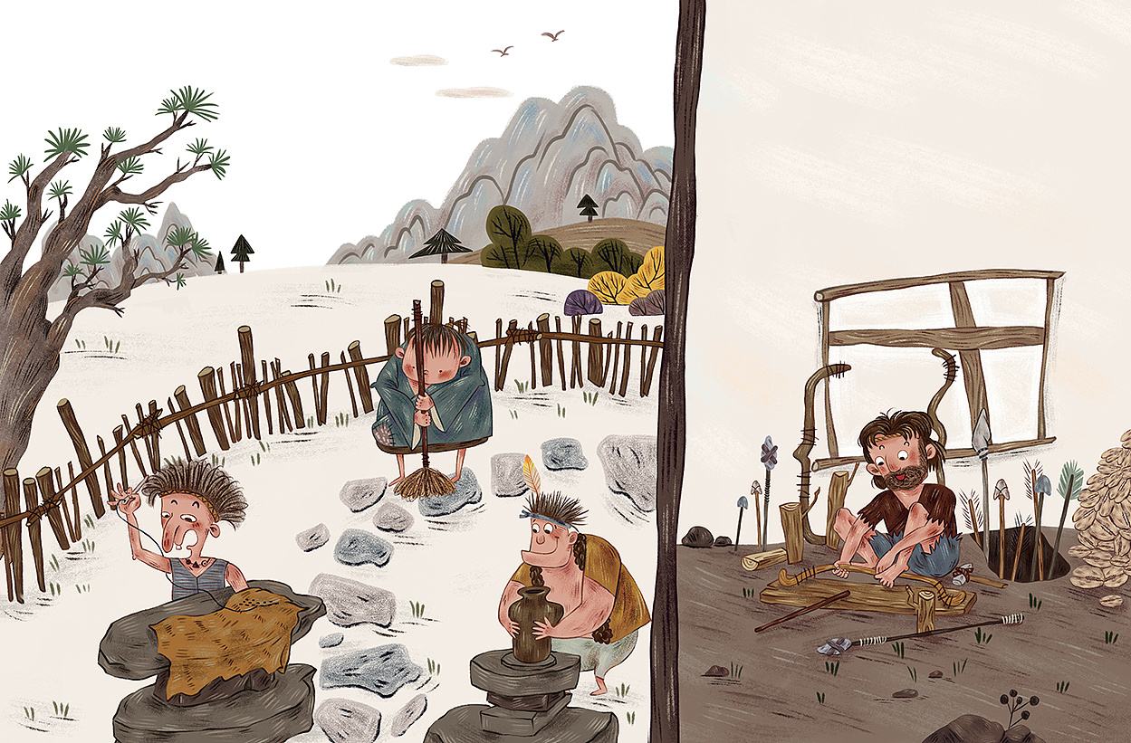 原始部落系列儿童绘本4|插画|绘本|哇哇哇儿插 - 原创作品 - 站酷