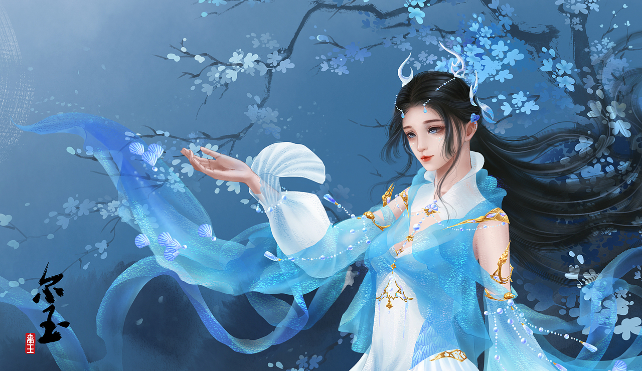 剑网3蓬莱晓天古风插画