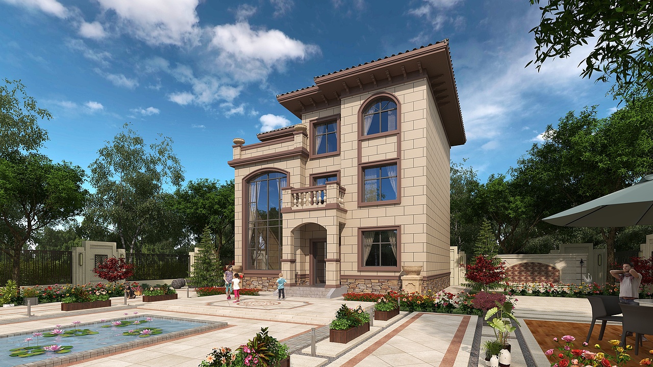 荷塘庭院场景渲染分享