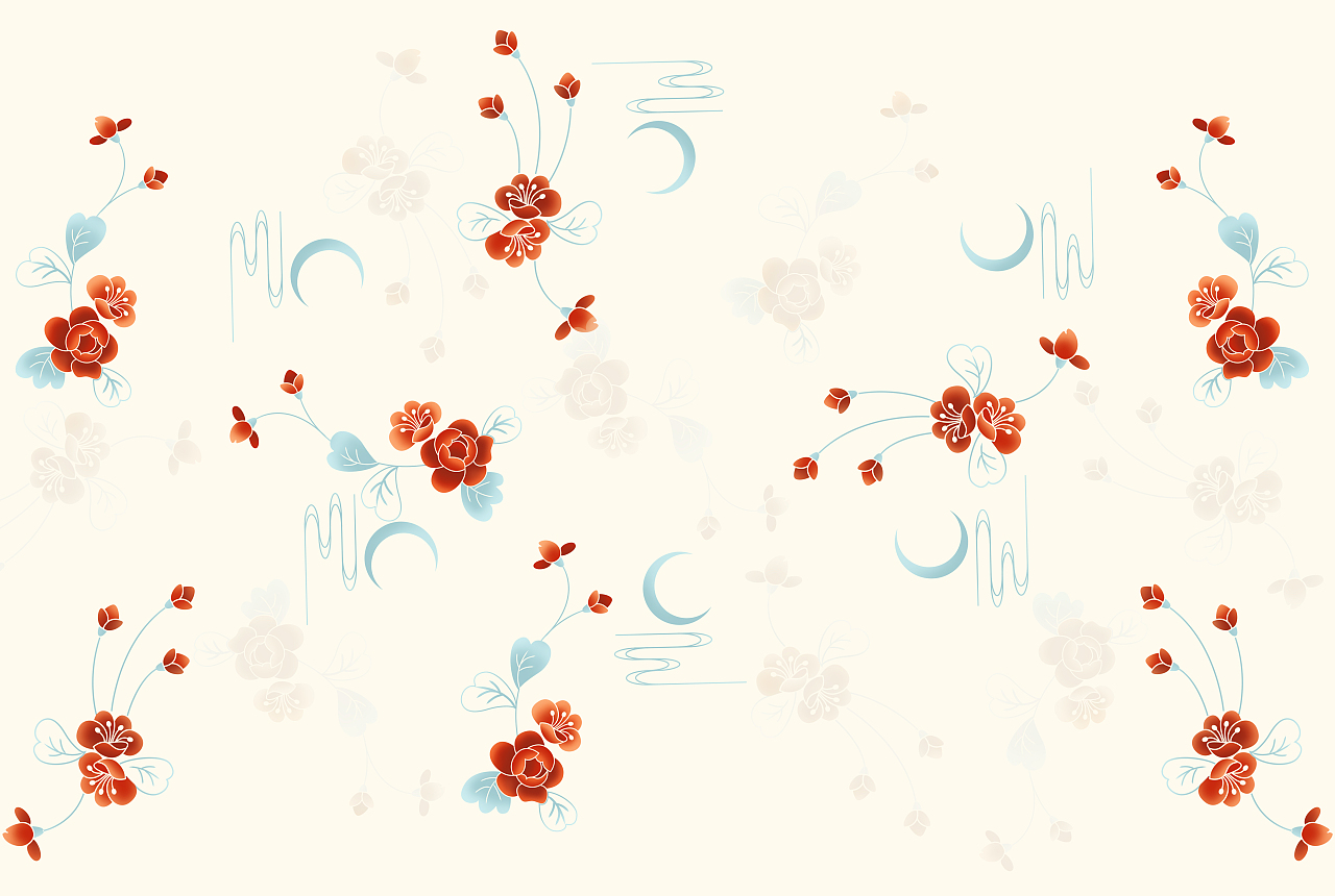 花未眠原创汉服袄裙印花设计海棠花月夜图案中国风