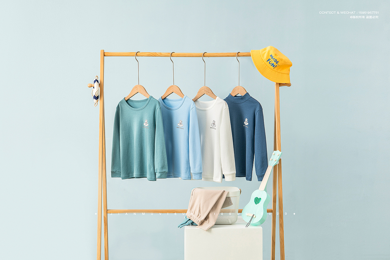 儿童保暖内衣 创意摄影 | 儿童秋衣套装服饰 静物拍摄（图ZMjE1ODM2ODUy） - 产品摄影 - 站酷设计师简木视觉原创素材 - 站酷ZCOOL
