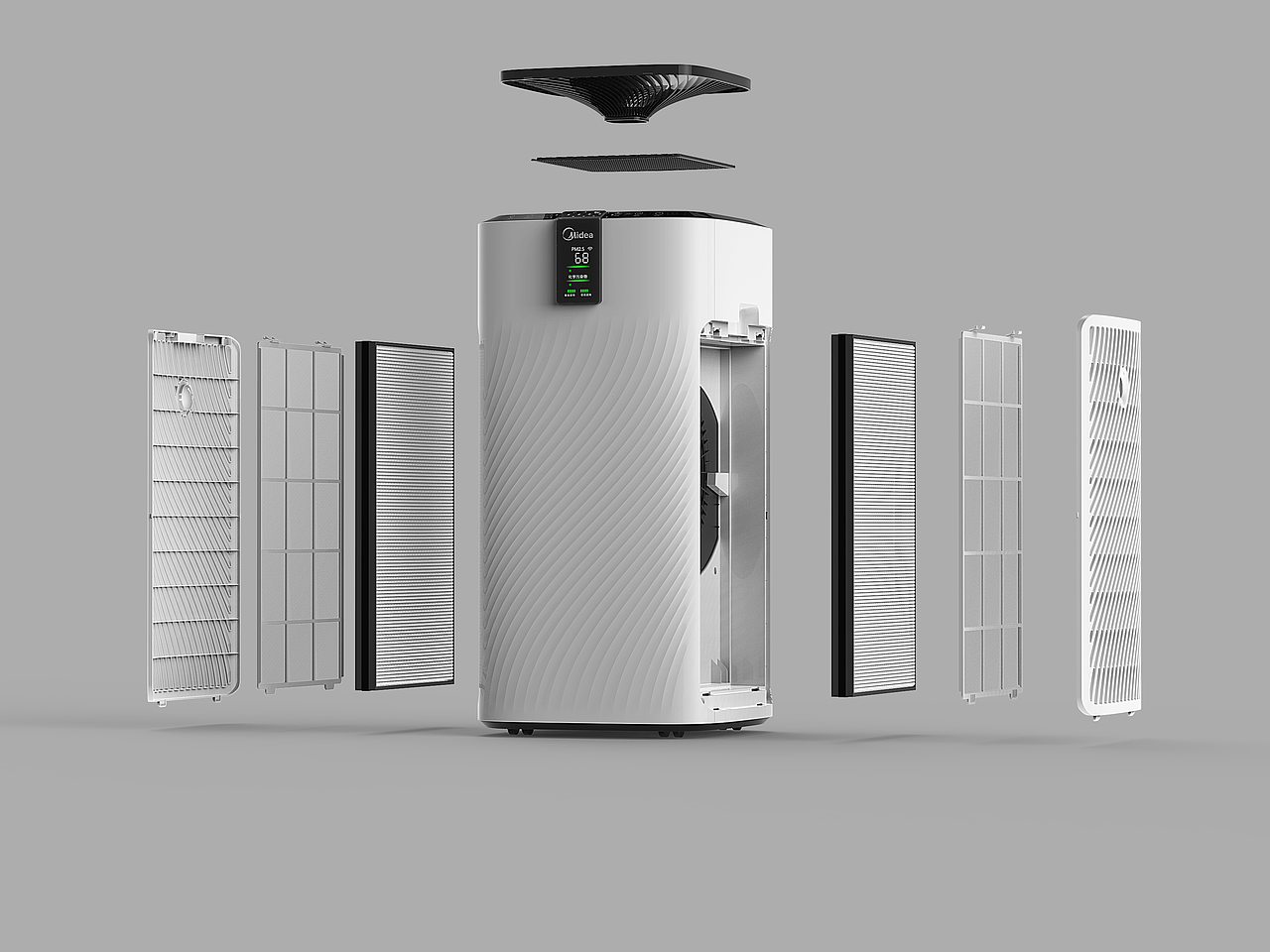 美的空气净化器渲染图（图ZMTc1MzUyNjU2） - 产品 - 站酷设计师Zachary87原创素材 - 站酷ZCOOL