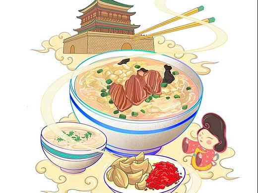 箱盒汇 | ：牛羊肉泡馍包装插画