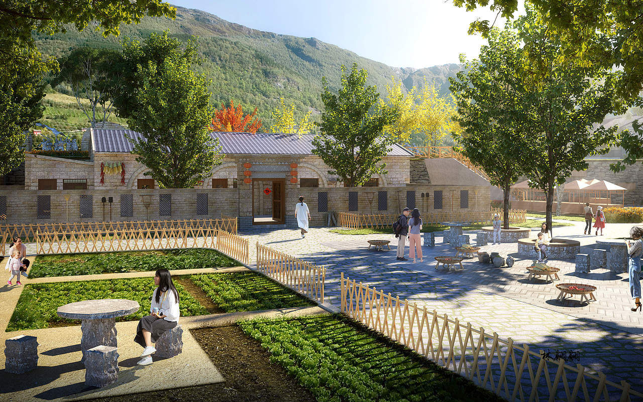 室外效果图|乡村景观透视（图ZMjk2MTE1MTc2） - 景观设计 - 站酷设计师林翩翩原创素材 - 站酷ZCOOL