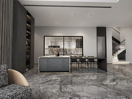 龙湖舜山府叠拼别墅装修,现代极简风格设计效果赏析