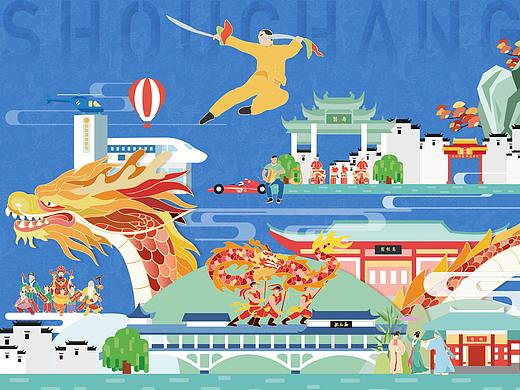 国潮｜古镇插画长图