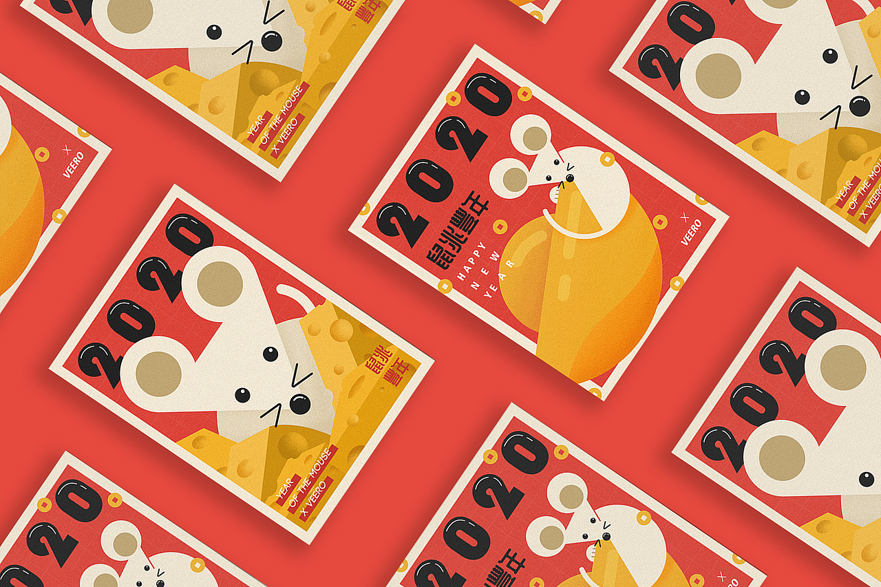 2020鼠年新年贺卡（图ZMTk0MTc5NTgw） - 图案 - 站酷设计师VEERO原创素材 - 站酷ZCOOL
