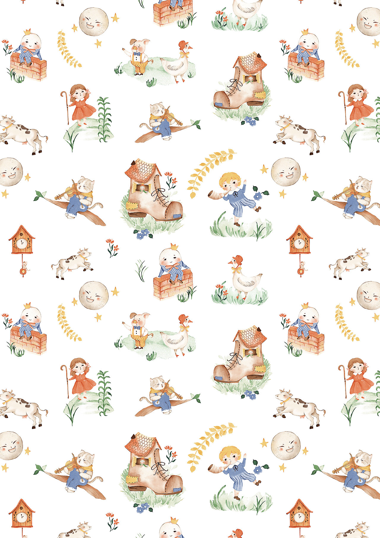 布料插画印花-写实水彩