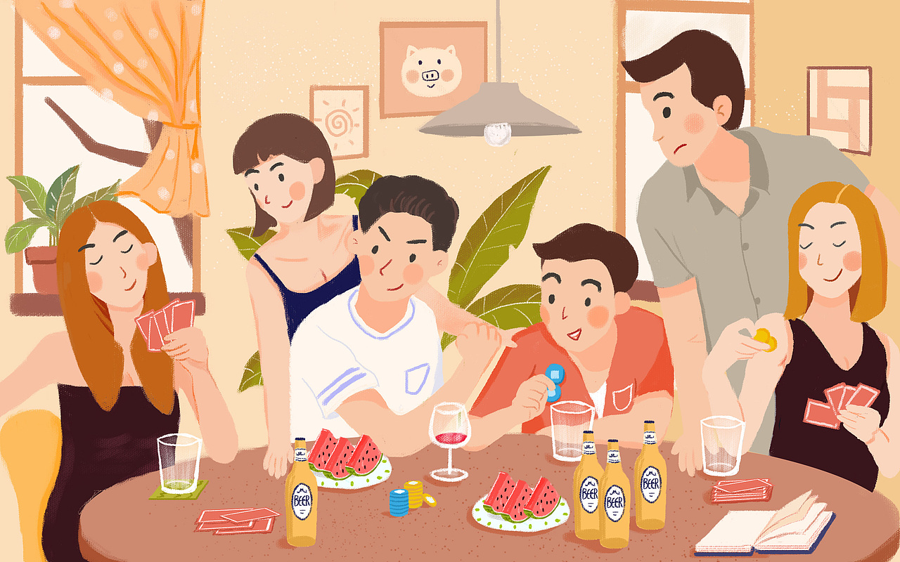 老友记——打牌（图ZODYwMzIzOTY=） - 创作习作 - 站酷设计师进击的小豪原创素材 - 站酷ZCOOL