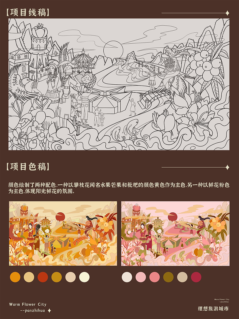 《暖暖花城有礼》攀枝花城市宣传插画（图ZMzYxNDc4MzU2） - 包装 - 站酷设计师罗清清22原创素材 - 站酷ZCOOL