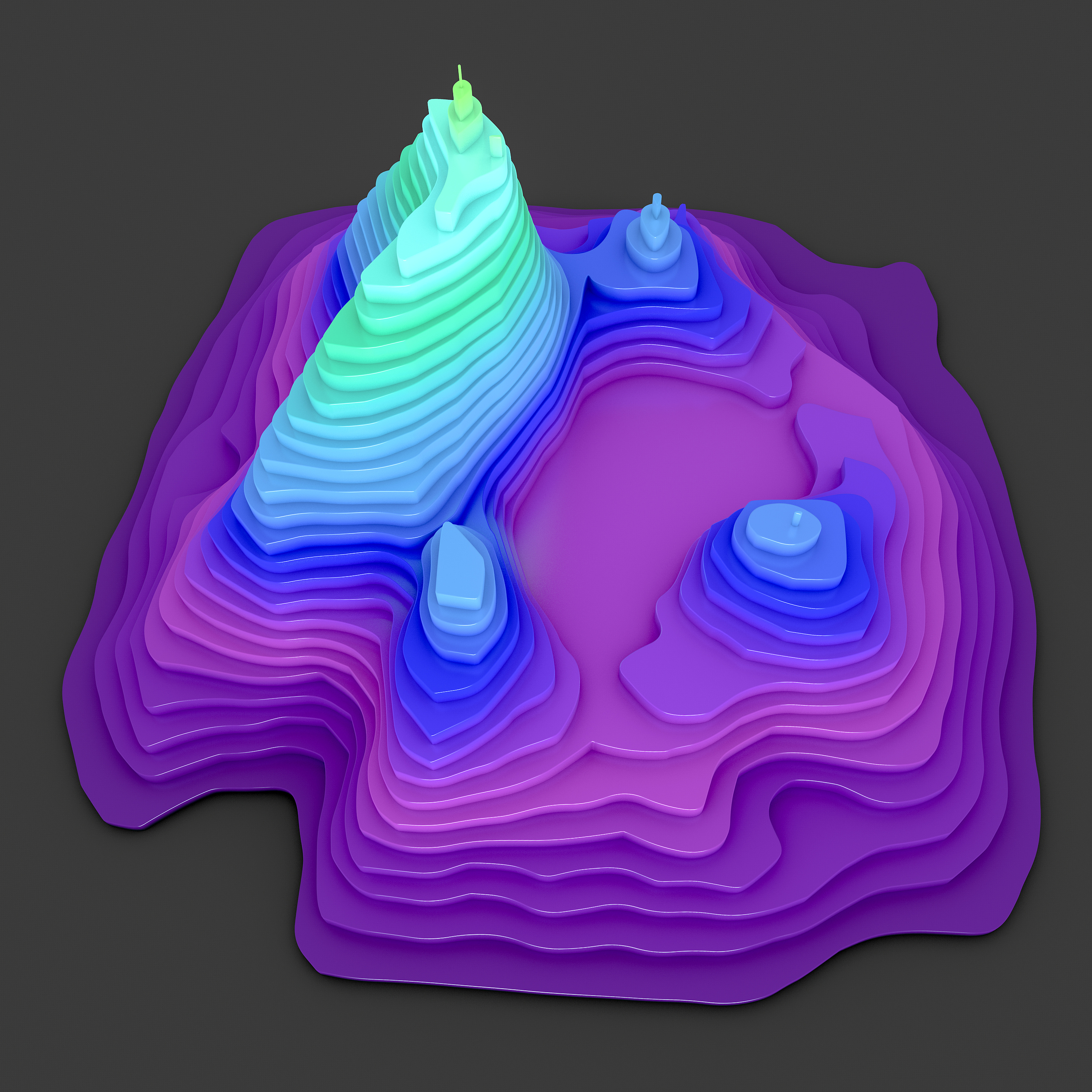 地形图效果——c4d每日打卡 8/365