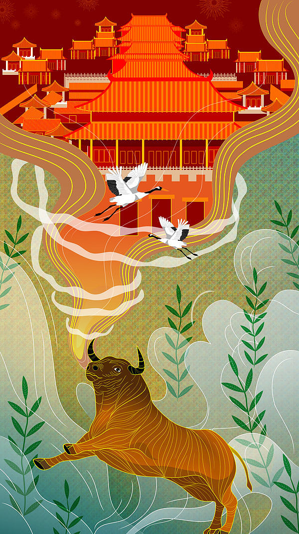 牛气冲天插画（图ZMjQ3MzU4MzA0） - 商业插画 - 站酷设计师贺开原创素材 - 站酷ZCOOL