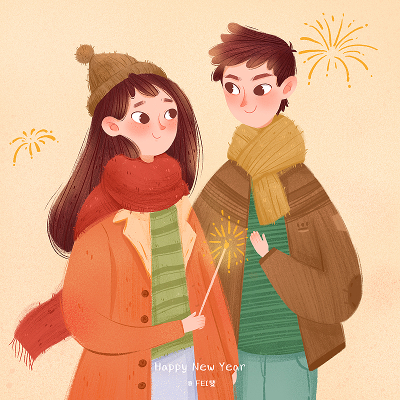 新年主题插画 （1月汇总篇）（图ZMTQzNjQzNDU2） - 创作习作 - 站酷设计师Feya斐牙原创素材 - 站酷ZCOOL