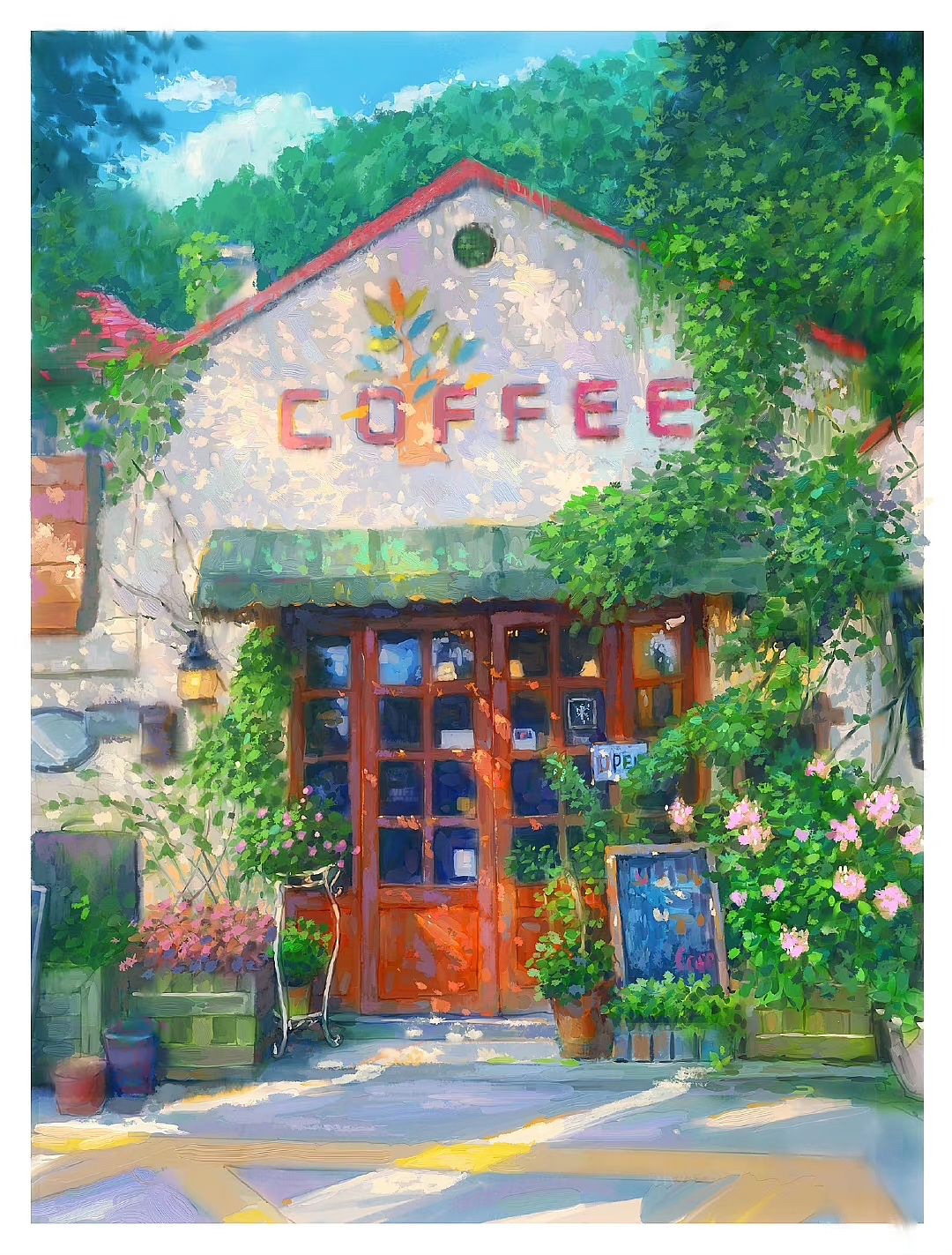 发一组油画风的花卉插画