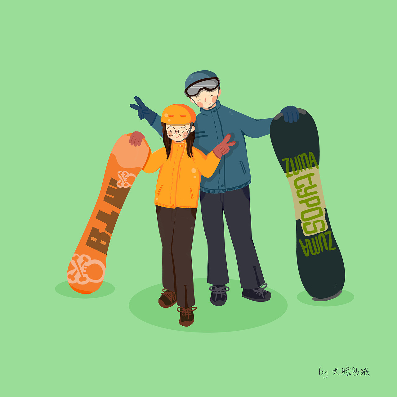 根据之前临摹的风格,尝试一下自己原创,画一个平时的生活照啦~