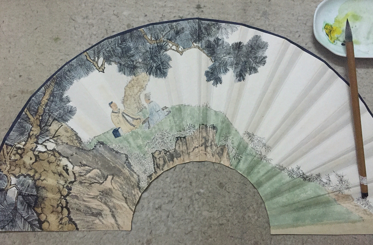 原创作品：国画系列-扇面-琴声长伴读书人（图ZNDAyNjAzMTI=） - 绘画 - 站酷设计师冷梵原创素材 - 站酷ZCOOL