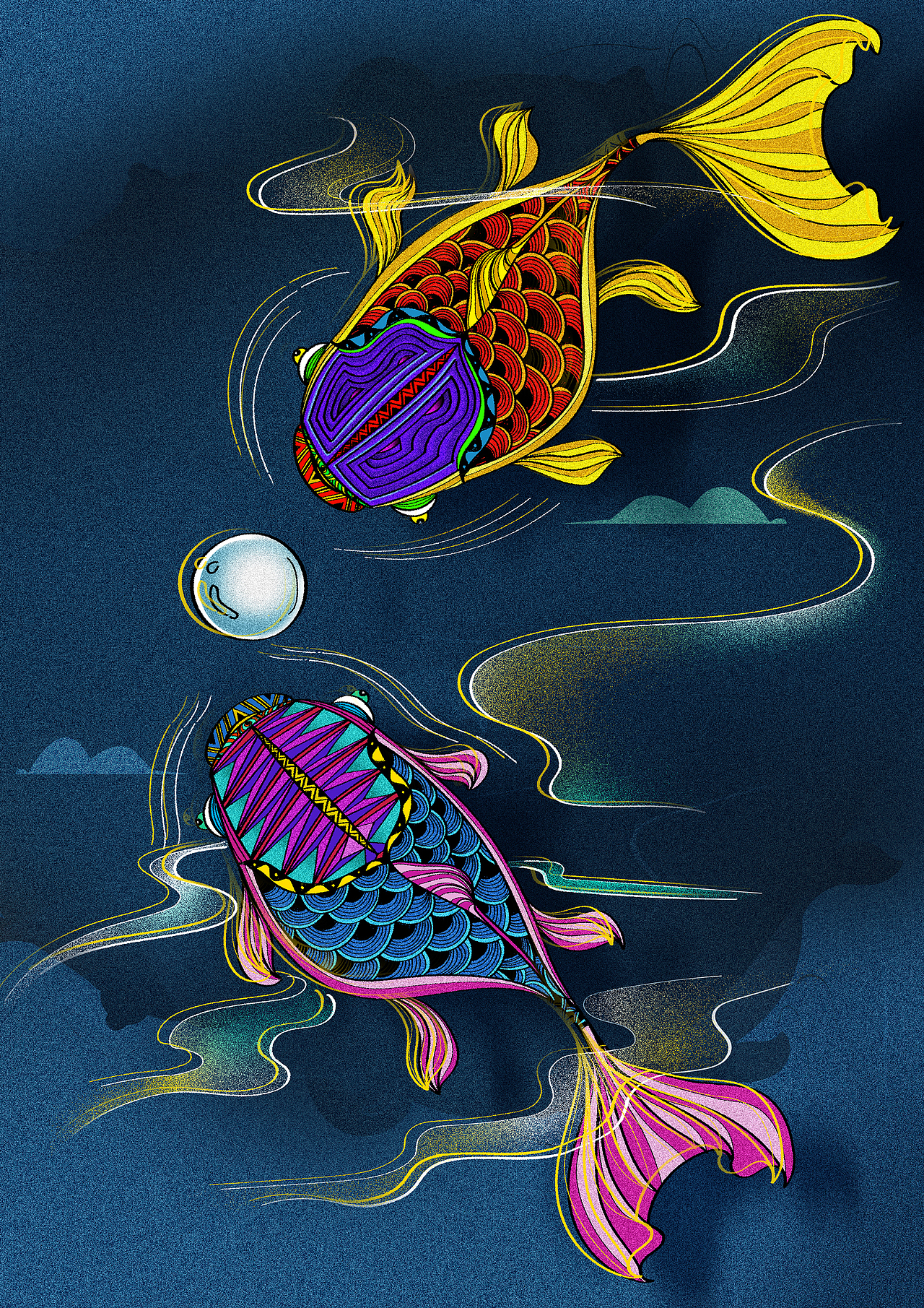 雙魚戲泡泡（圖ZMjExNzQ1NzQ4） - 創(chuàng)作習(xí)作 - 站酷設(shè)計(jì)師木易灃赫原創(chuàng)素材 - 站酷ZCOOL